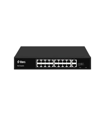 16 Port 100Mbps PoE, 2 Port GB RJ45 Ports Yönetilmez PoE Switch