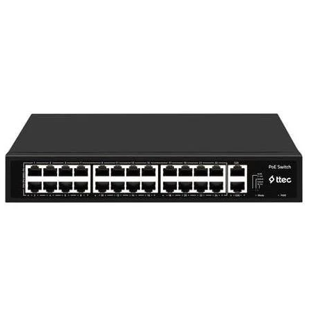 24 Port 100mbps Poe, 2 Port Gb Rj45 Ports Yönetilmez Poe Switch