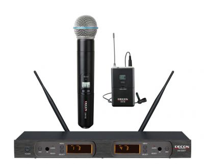 UHF Dijital Çift Anten 100 Kanal Bir El Bir Yaka Tipi Telsiz Mikrofon