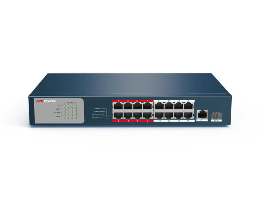  16 Ports Poe, 1 Port Gb Uplink, 1 Port Sfp Yönetilmez Poe Switch 