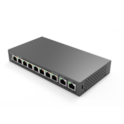 8 Port 100Mbps PoE, 2 Port GB Uplink Port Yönetilmez PoE Switch 