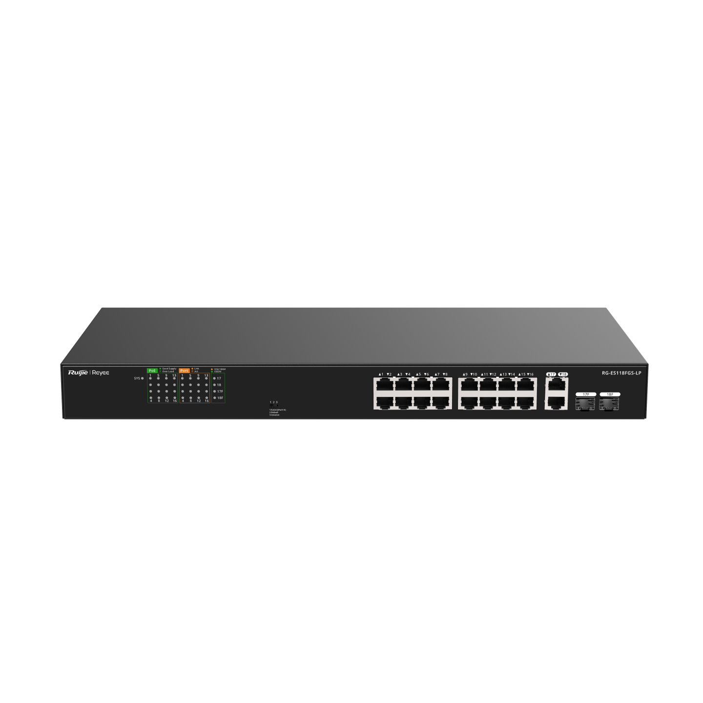  16 Port 100mbps Poe, 2 Port Gb Rj45/1 Sfp Combo Ports Yönetilmez Poe Switch 