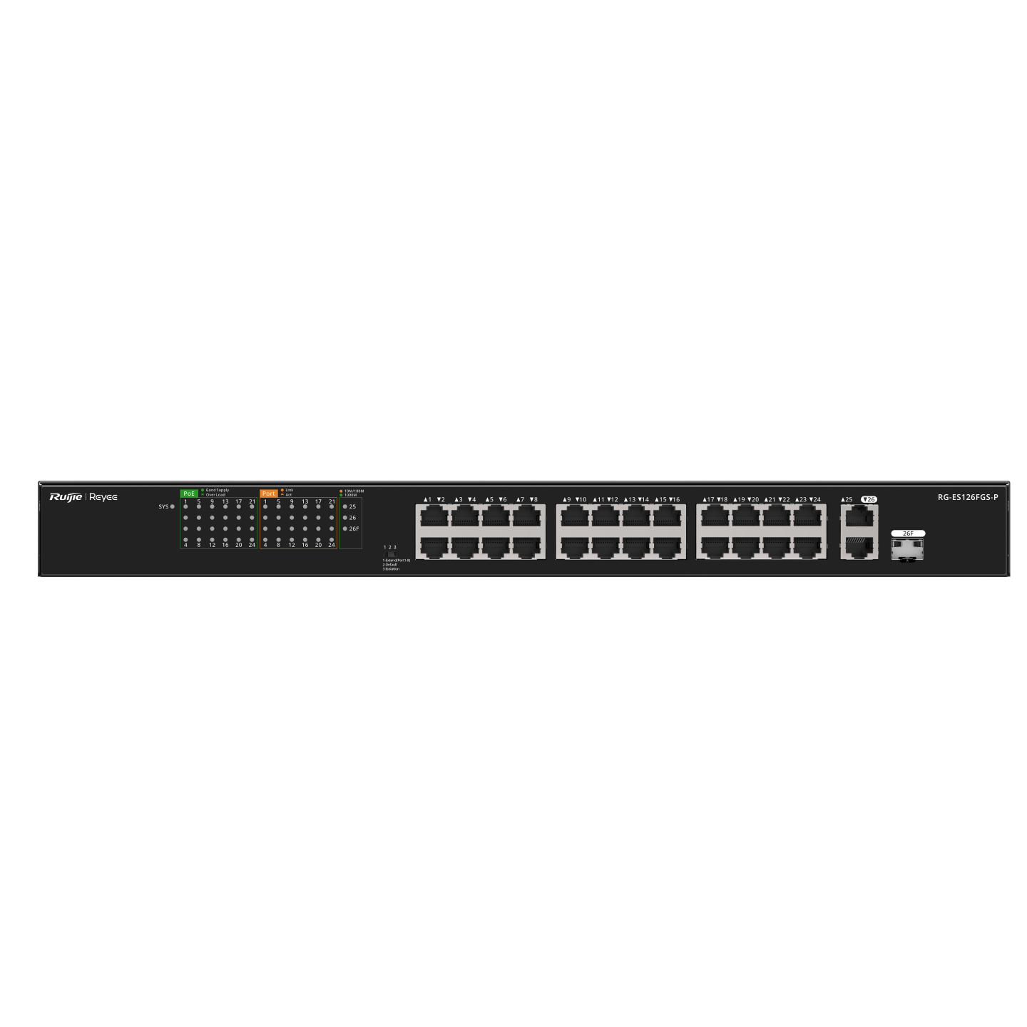 24 Port 100mbps Poe, 1 Port Gb Rj45/1 Sfp Combo Uplink Ports Yönetilmez Poe Switch 