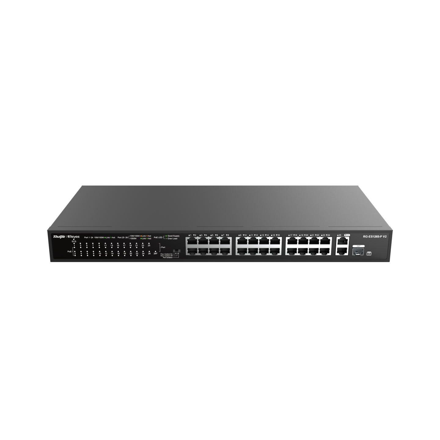  24 Port 100mbps Poe, 2 Port Gb Rj45/1 Sfp Combo Uplink Ports Yönetilmez Poe Switch 