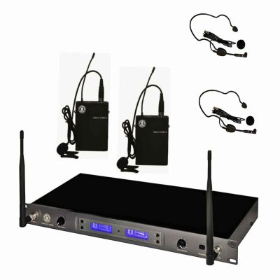 UHF 100 Kanal Çift Anten Dijital Alıcı Çift Yaka - Headset Ve Entruman Tipi Telsiz Mikrofon Seti