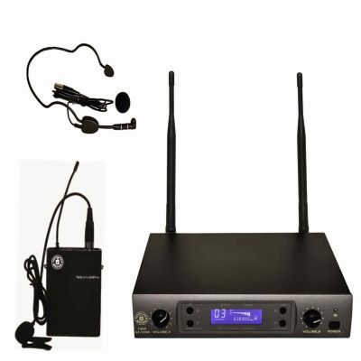 UHF 100 Kanal Çift Anten Dijital Alıcı Çift Yaka - Headset Ve Entruman Tipi Telsiz Mikrofon Seti