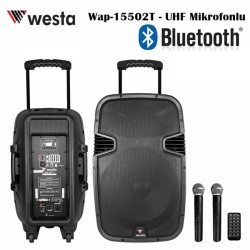 Westa - 15 inc Bataryalı Aktif Kabin Hoparlör (2xUHF Mikrofon)