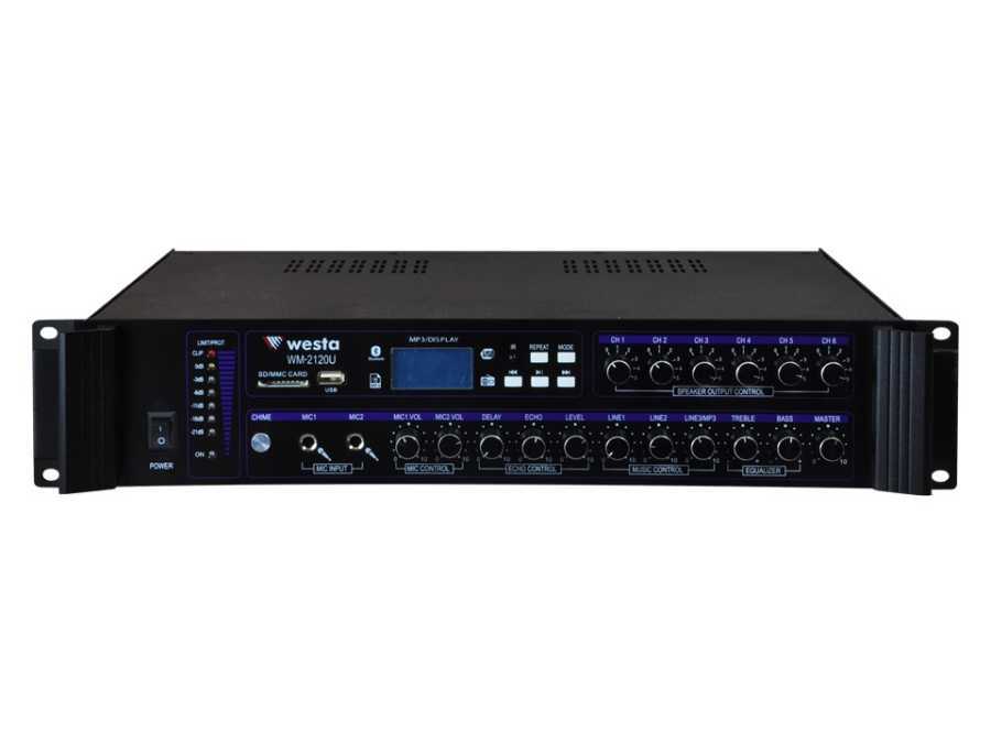  120 Watt Lcd Ekran 6 Bölge Usb/mp3/bluetooth Hat Trafolu Mikser Amplifier
