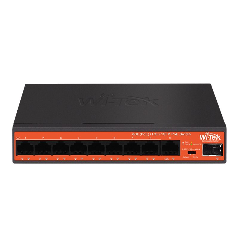 Wi-Tek - 8 Port Gigabit Poe 250Mt. Mesafe Switch